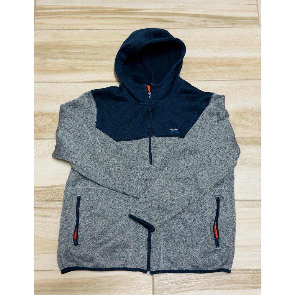 Old Navy | Full Zip Hoodie Navy Gray Fleece Long Sleeve Hooded Full Zip